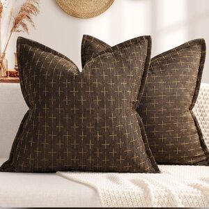 Elegant Brown and Gold Accent Pillows